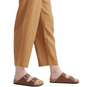 New Quince Tan Nappa Leather Double Buckle Slide Sandals Women’s Size 10